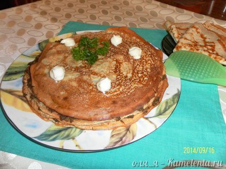 Приготовление рецепта Блинчато-печеночный торт шаг 8