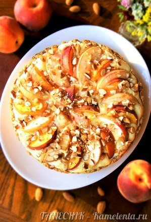 Приготовление рецепта Пирог с маскарпоне и персиками шаг 10