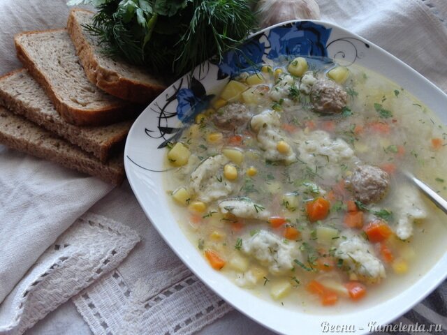 Рецепт супа с клёцками и фрикадельками