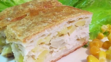 Рецепт Быстрый пирог с курицей и картофелем