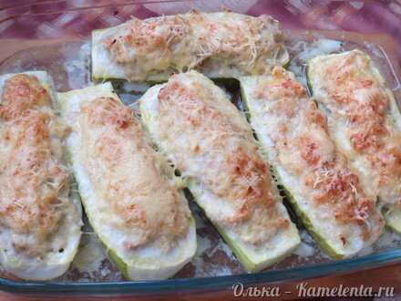 Приготовление рецепта Кабачки с мясной начинкой запеченные в духовке шаг 9