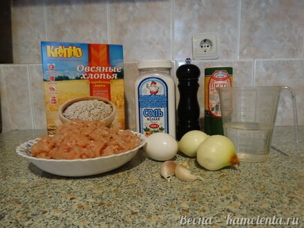 Приготовление рецепта Куриные биточки с овсяными хлопьями шаг 1